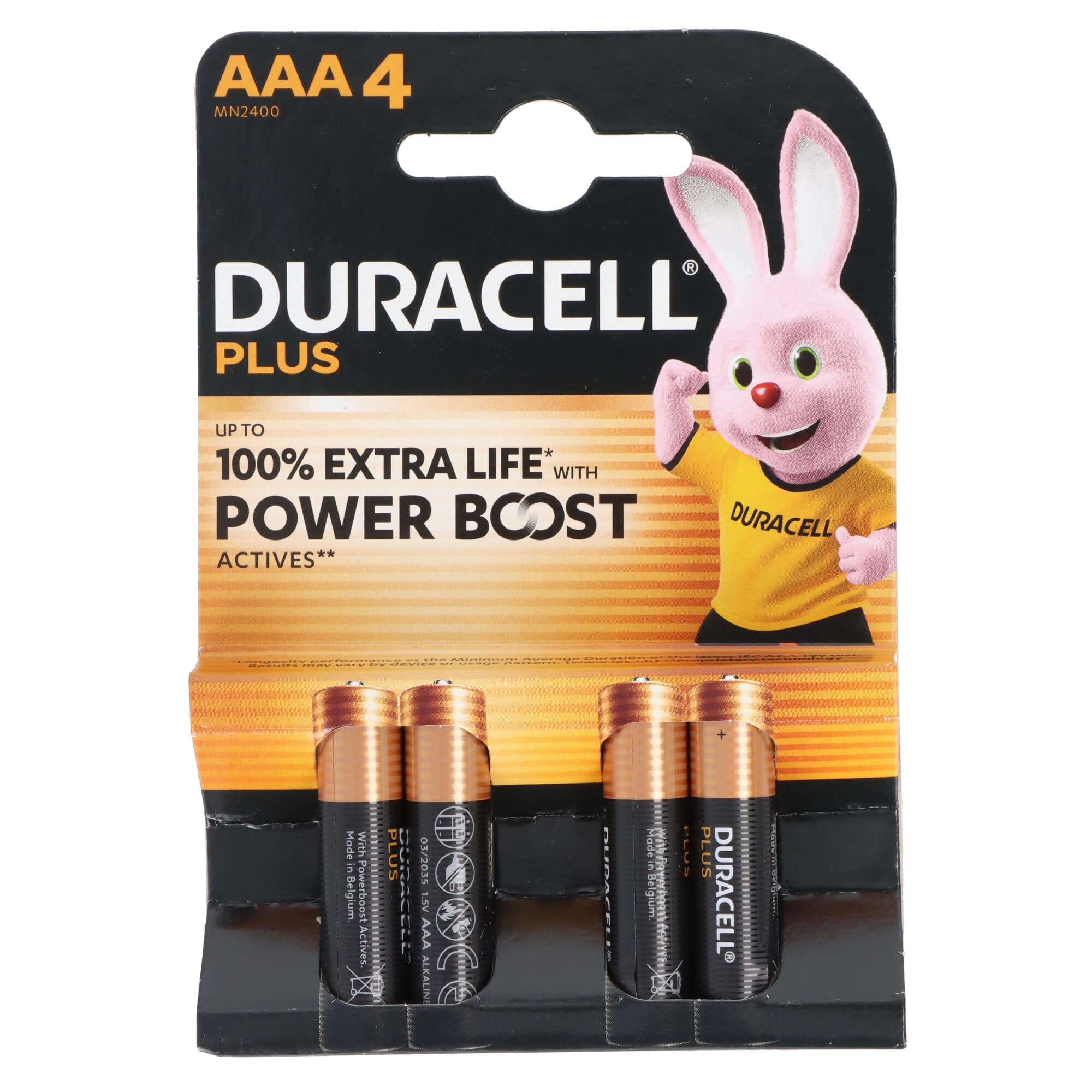 Piles Duracell Plus Power Boost MN2400 Micro AAA, blister de 4