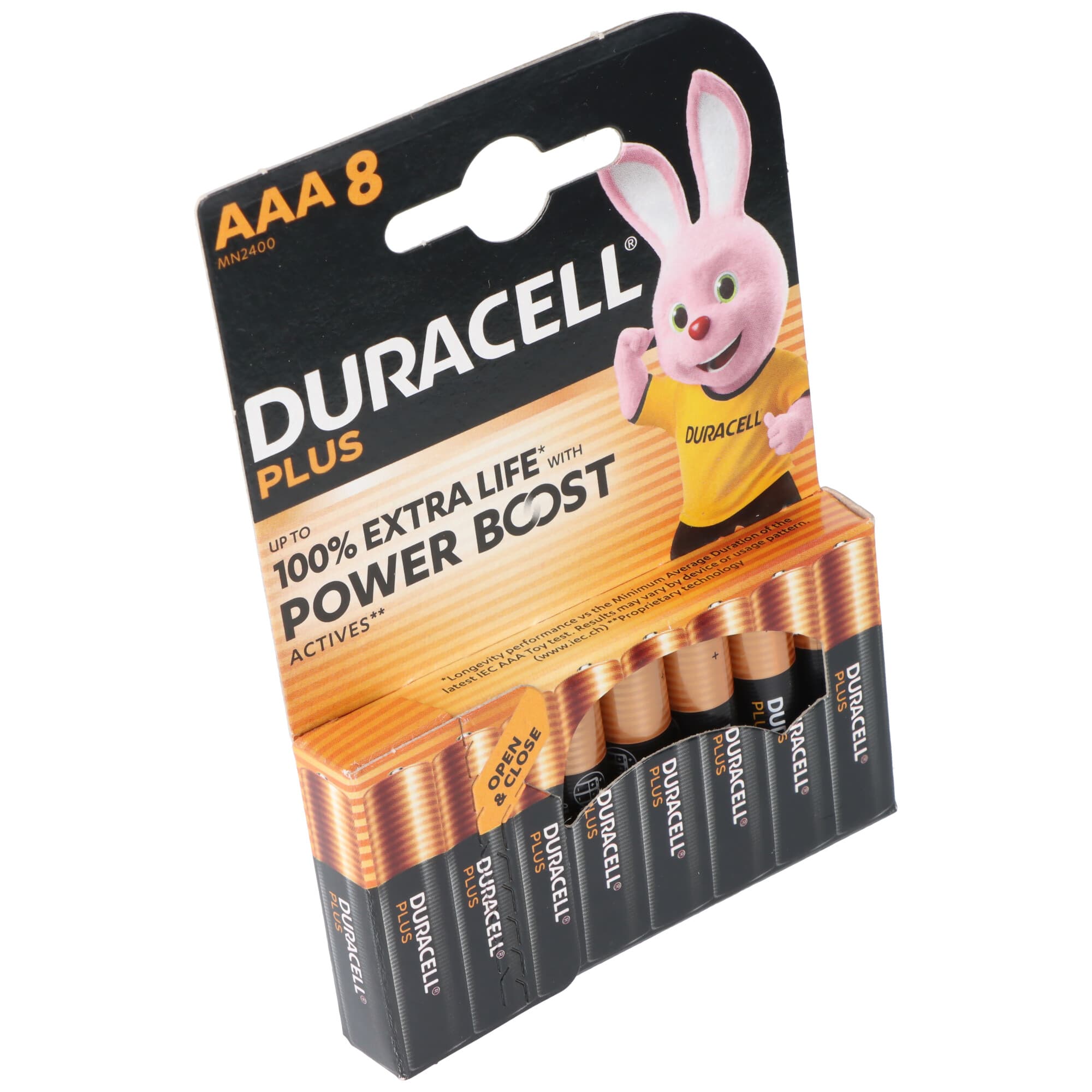 Piles Duracell Plus Power Boost MN2400 Micro AAA, blister de 8
