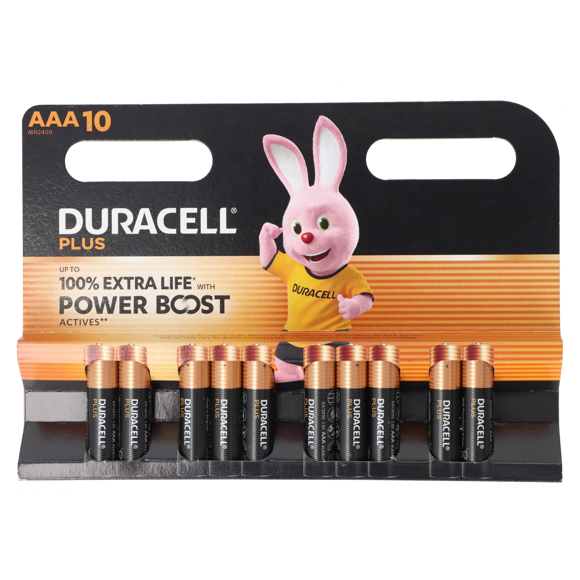 Piles micro AAA Duracell Plus Power Boost MN2400, blister de 10