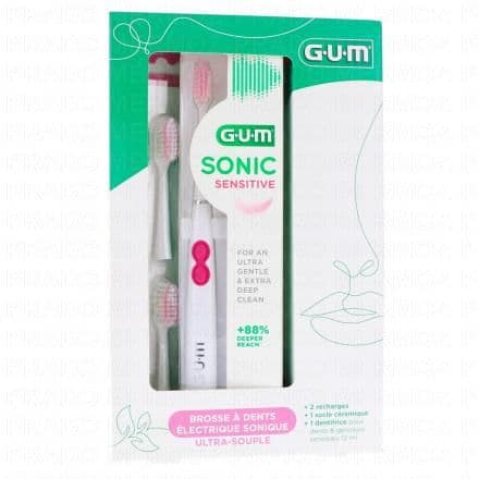 GUM Sonic Sensitive - Coffret brosse à dents électrique sonique Ultra Souple